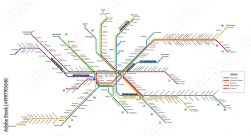 Detailed public transport map of a city subway system.