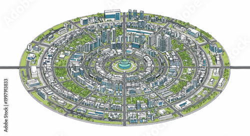 Futuristic City Architecture Design Concept.