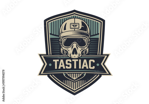 Vintage Military Pilot Logo with Skull Emblem