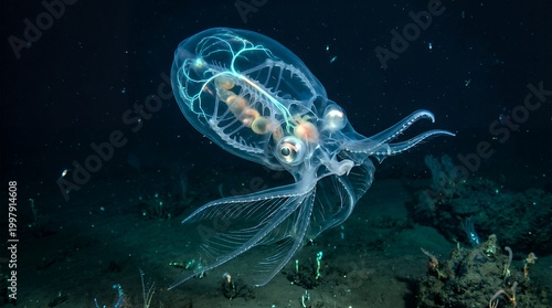 Bioluminescent Jellyfish Underwater