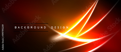 Abstract orange glow. Dynamic lines create energy, modern design. Dark background emphasizes bright illumination. Simple, bold presentation.