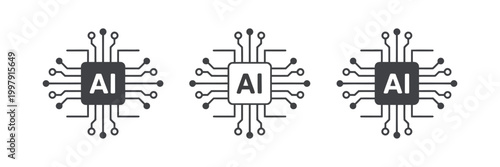 Artificial intelligence icon design emblem, modern AI technology symbol with neural network concept clean vector illustration