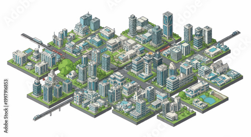 City Buildings and Skyscrapers Aerial View.