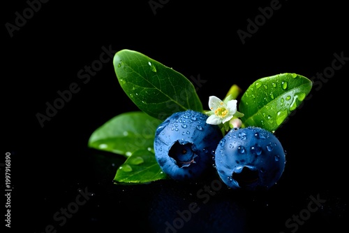blueberries on a branch