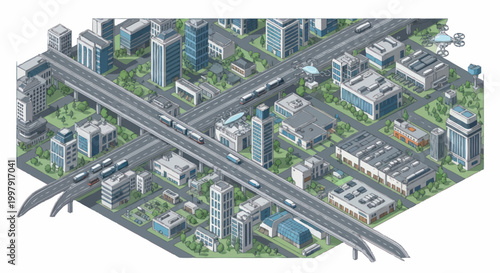Фотография City Infrastructure with Elevated Highway.
