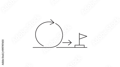 Agile Development Sprint Cycle Minimalist Black Line Vector Icon on White Background. Representing Iterative Process, Project Management, and Goal Achievement with Editable Stroke Illustration.
