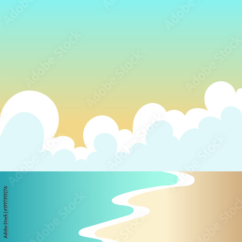 tropical beach landscape Illustration 