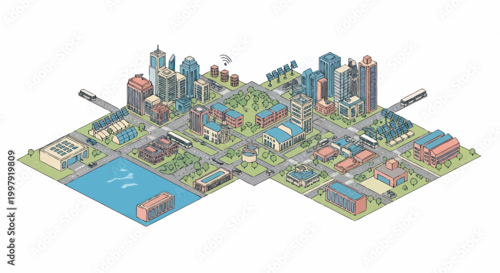 Obraz premium City Skyline with Buildings and Towers.