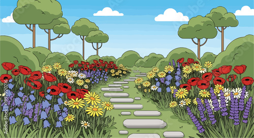 Εκτύπωση καμβά A serene garden path