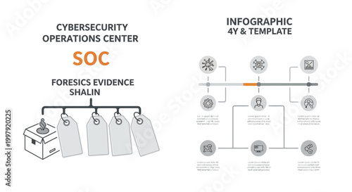 Cybersecurity operations center infographic template for data analysis and security