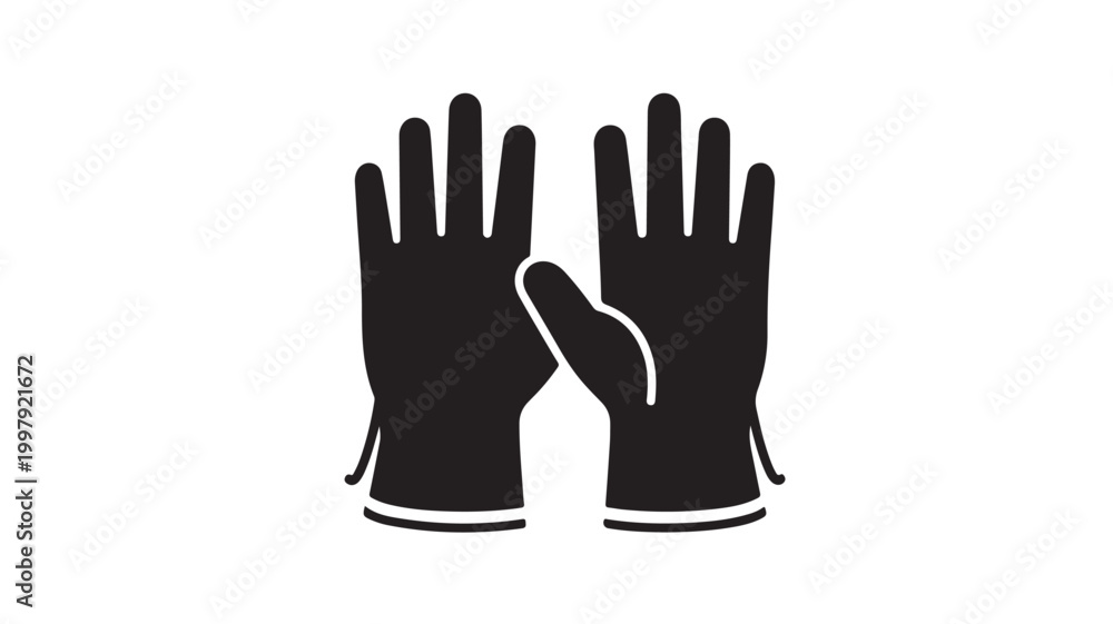 Fototapeta premium Black winter gloves holding handshake vector illustration flat design isolated