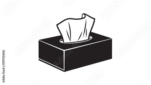 Tissue box with white tissues popping out minimalist flat design vector illustration