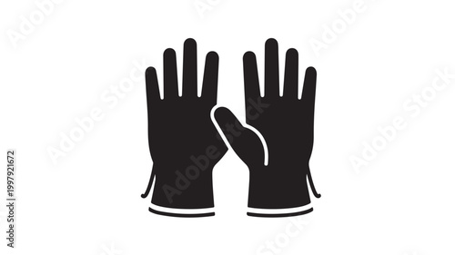 Black winter gloves holding handshake vector illustration flat design isolated