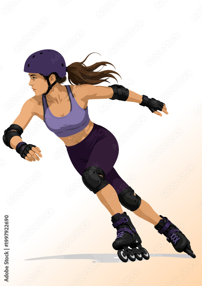 Obraz premium 080-44-Rollerblader wearing a helmet while skating