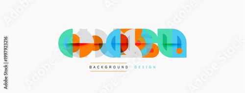 Abstract geometric shapes overlap, creating colorful design element. Minimalist style with text below. Clean, modern aesthetic.