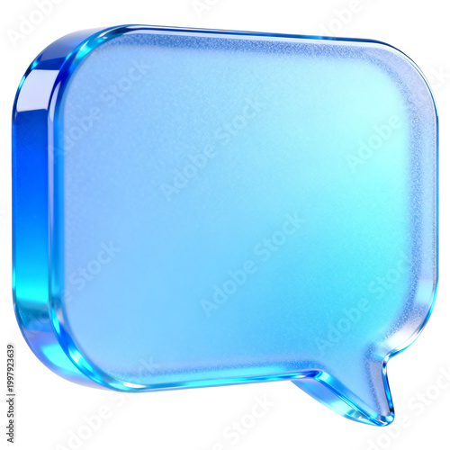 [Transparent Background PNG]Transparent Blue Glass Speech Bubble Icon