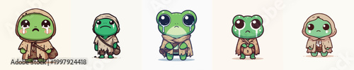 beggar frog vector with sad expression