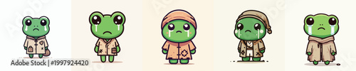 beggar frog vector with sad expression