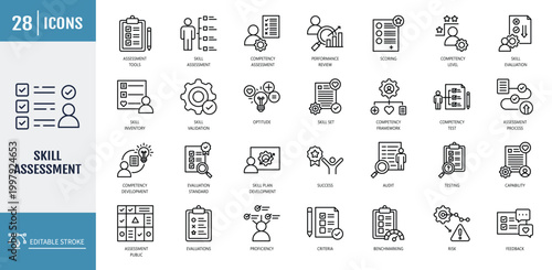 Φωτογραφία Skill assessment icon set