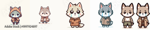 vector wolf beggar with sad expression