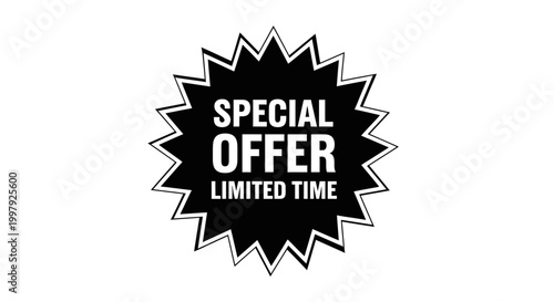Special Offer Limited Time Sale Badge Icon Black Promotional Sticker Label Vector