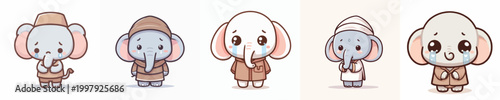 vector of a beggar elephant with a sad expression