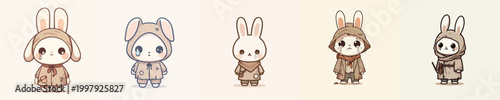 vector of poor beggar rabbit with sad expression