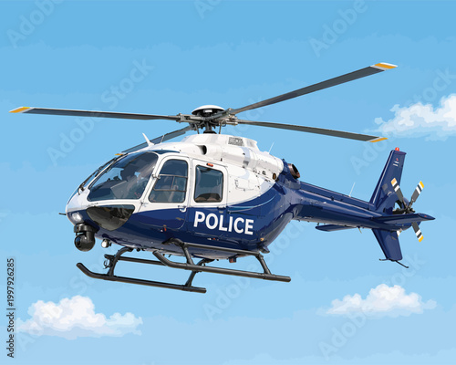 079-29-Police helicopter flying with reconnaissance camera for law enforcement and security