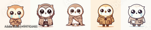 vector of poor beggar owl with sad expression