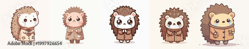 sad poor beggar hedgehog vector