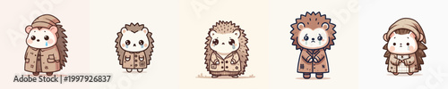 sad poor beggar hedgehog vector