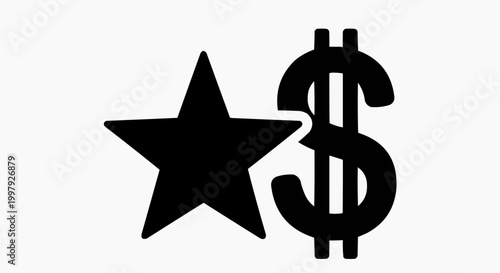 Black Star and Dollar Sign Icon for Financial Success