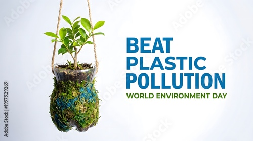 Beat plastic pollution world environment day with water drop pollution environment sustainable