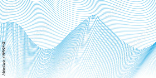 Modern abstract wave digital blue and white geometric technology. Abstract line wave gradient poster blend background vector.
