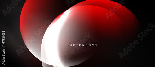 Abstract red, white layers create dynamic visual effect. Minimalist design, dark background enhances contrast, modern aesthetic.