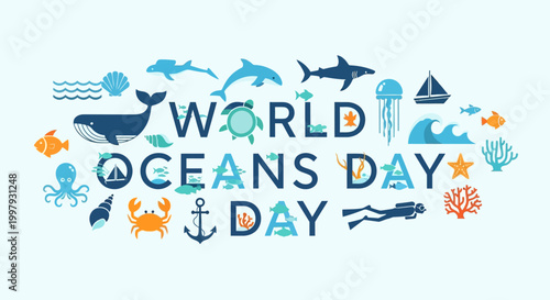World Oceans Day awareness campaign logo.