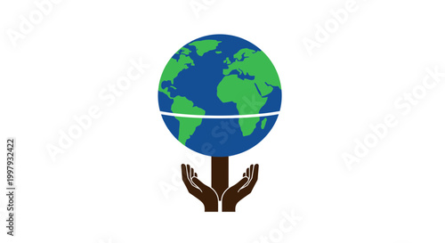 Hands holding the Earth, symbolizing global care and protection, environmental concept.
