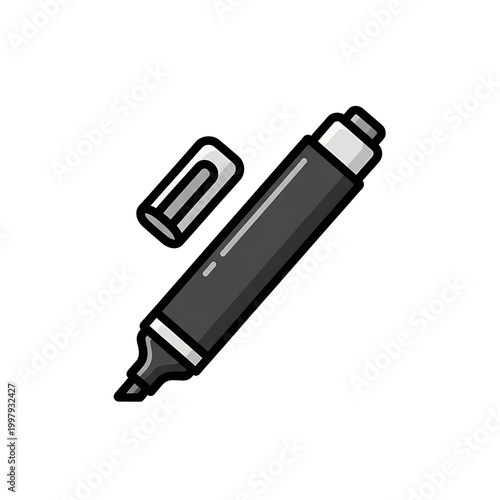 Black marker pen with cap.