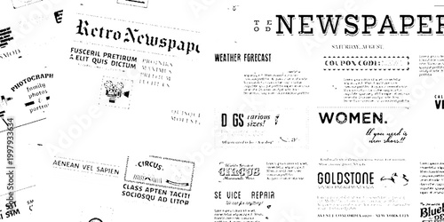 Distressed document overlay newspaper grunge paper design. overlay grainy scratch rough wall concrete article aged new latter vintage background.