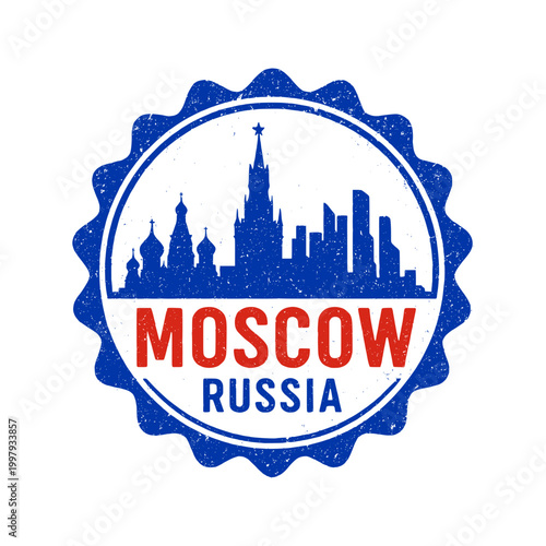 Foto eroded stamp print of moscow city - russia