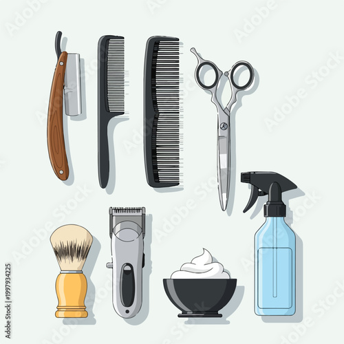 Various barber tools on display