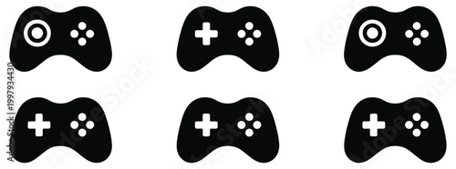 Game controller icon gamepads vector icon set video game console icon, joystick and gaming hardware symbols, interactive entertainment and console gaming