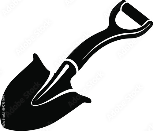 Garden shovel icon vector silhouette isolated on white background tool for digging planting landscaping agriculture and outdoor work design