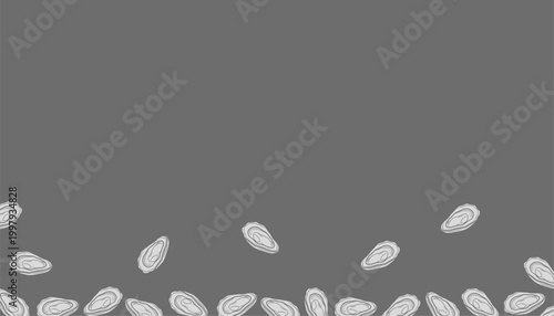 Oyster Background. Handdrawn Shell Seafood Illustration. Marine Coastal Background for Packaging Textile Design