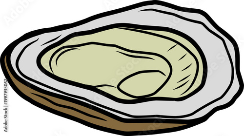 Doodle Oyster. Handdrawn Shell Seafood Illustration. Marine Coastal Design