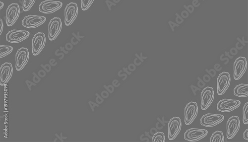 Oyster Background. Handdrawn Shell Seafood Illustration. Marine Coastal Background for Packaging Textile Design