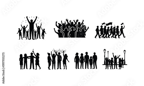 People celebrating diverse protest rally with flags