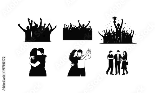 People celebrating and embracing joyfully