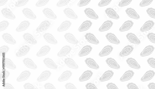 Oyster Seamless Pattern. Handdrawn Shell Seafood Illustration. Marine Coastal Background for Packaging Textile Design
