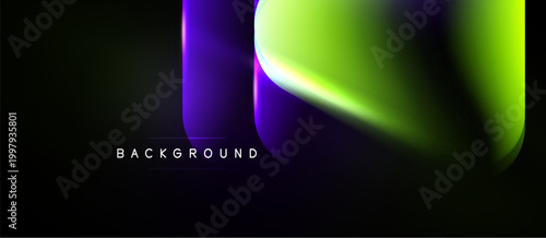 Abstract flowing shapes, vibrant purple, green hues dominate dark background. Text reads background. Modern design element.